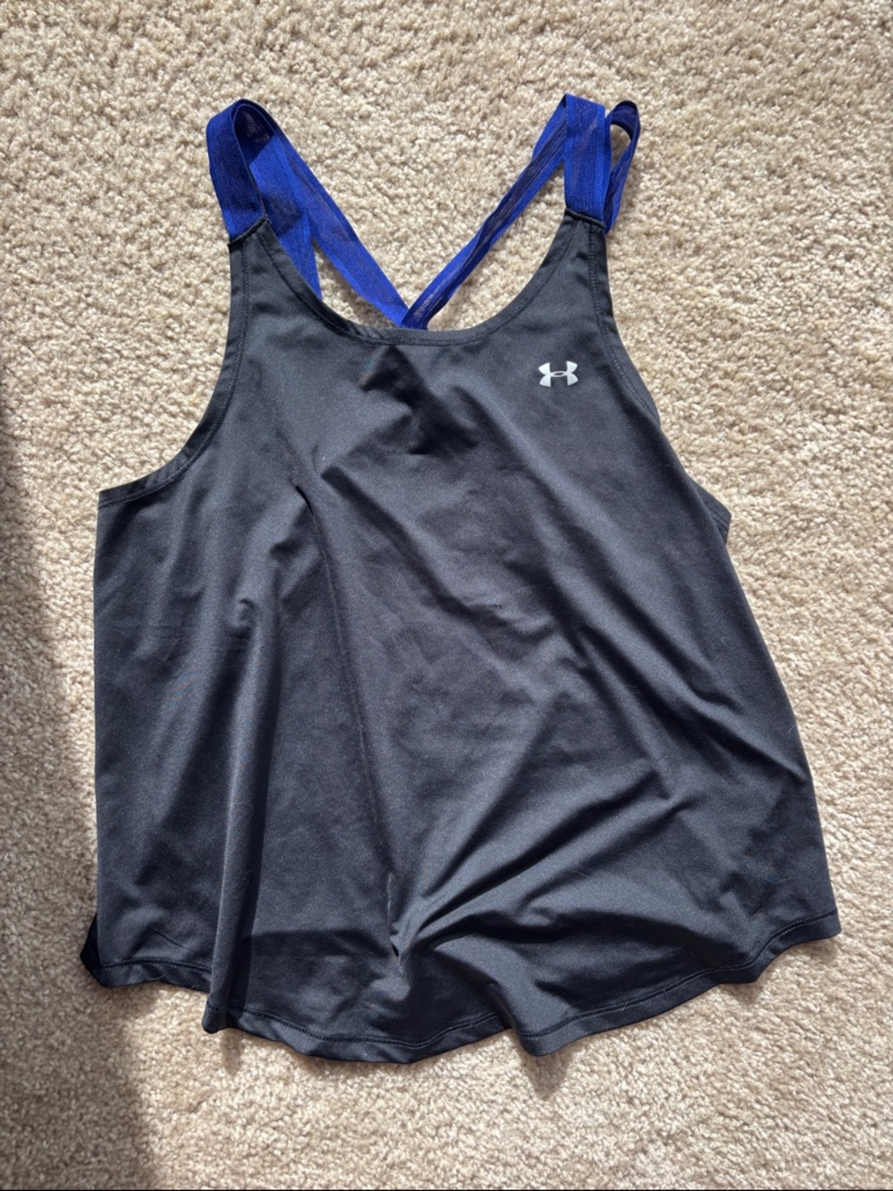 Under Armour Black Tank with Blue Crossback Straps